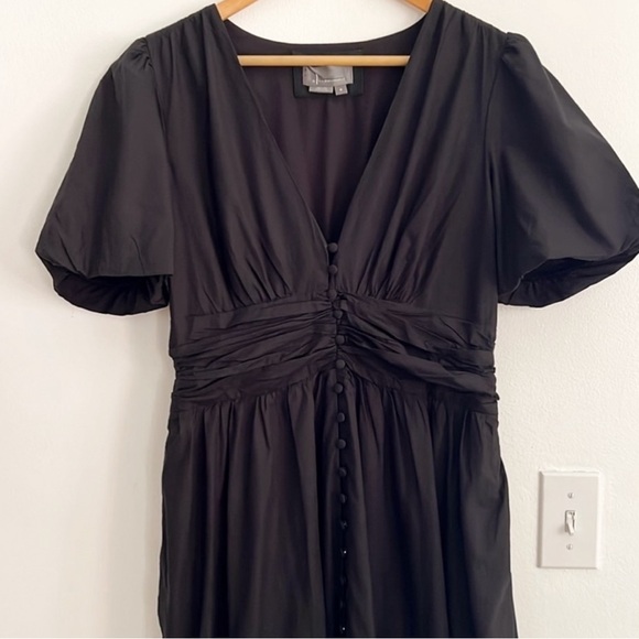 NWOT Anthropologie Katerina Button-Front Midi Dress Black - Picture 7 of 8
